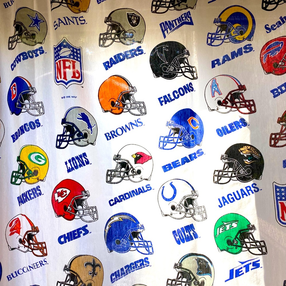 Vintage NFL 1995 Football Helmets Curtain Panel from The Bibb Co.